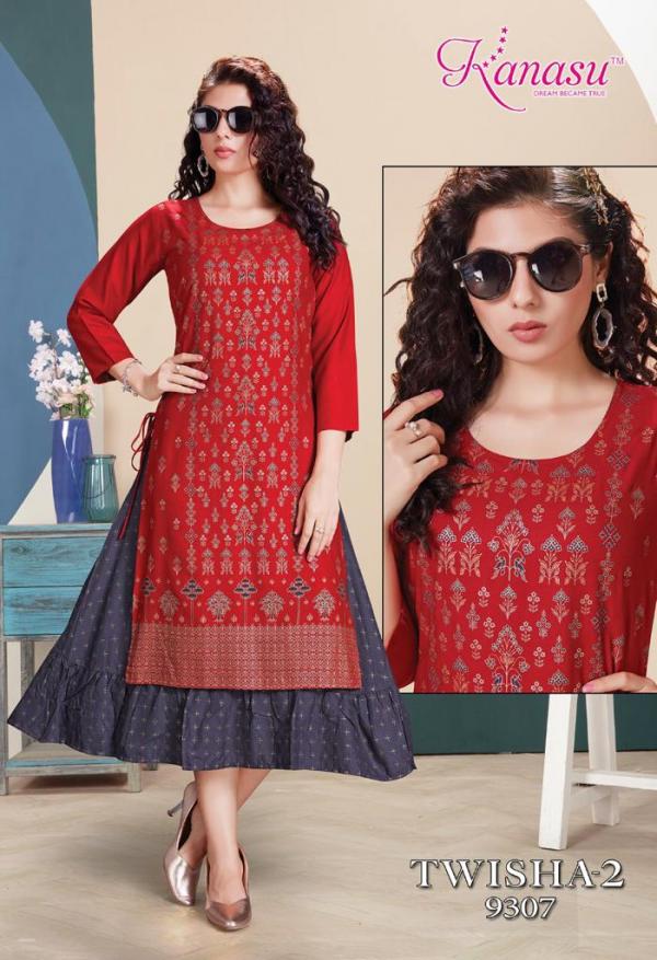 Kanasu Twisha vol 2 Rayon Designer Exclusive Kurti Collection